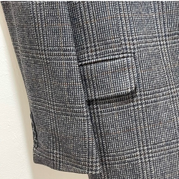 Vtg OSCAR DE LA RENTA Men’s Charcoal Houndstooth Plaid Sport Wool Coat Size 41S - Picture 4 of 10